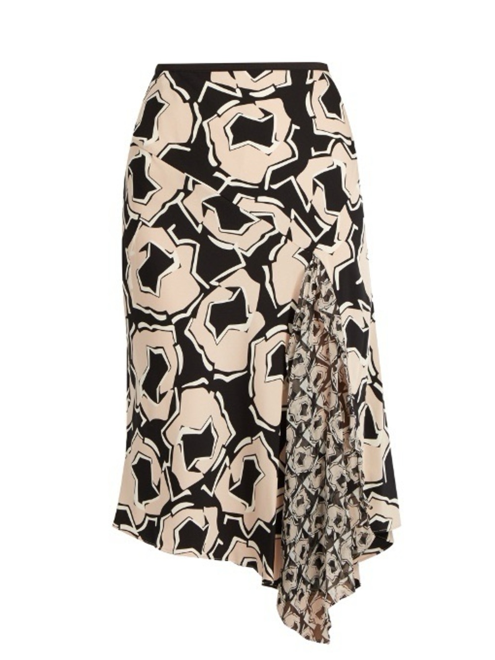 Diane von Furstenberg  Posey Asymmetrical Silk Ruffle Skirt 2 Pommeau, blk, nude